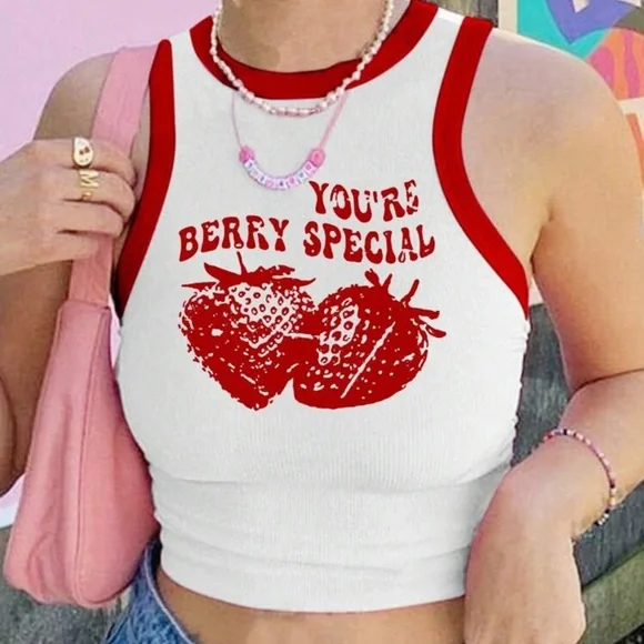 Red and White Graphic Tank Top - Picture 1 of 5